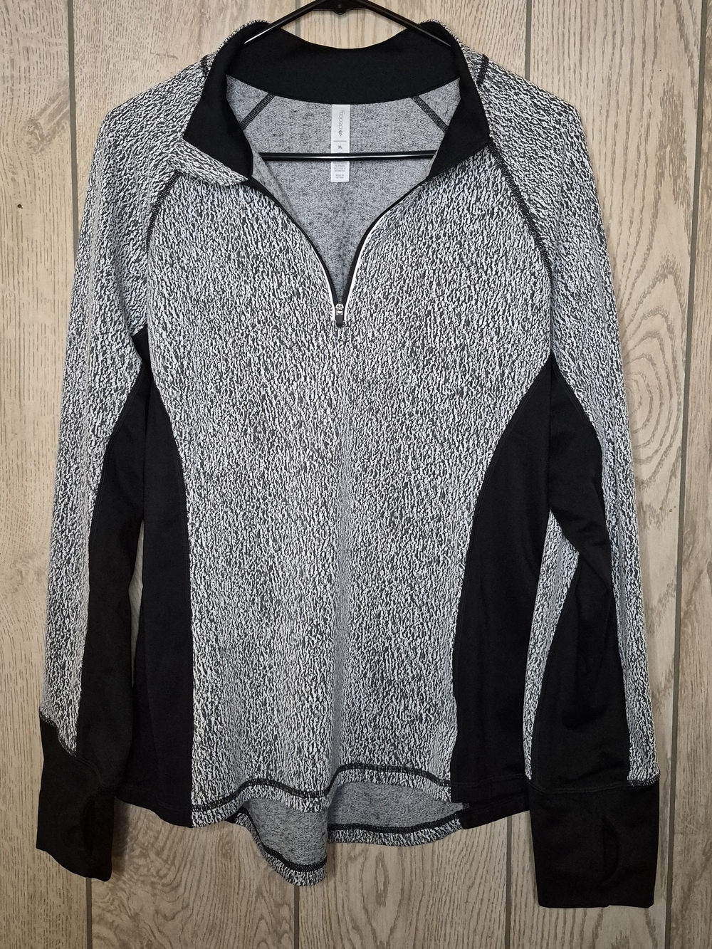 Ideology Black and White Quarter-Zip Textured Pullover